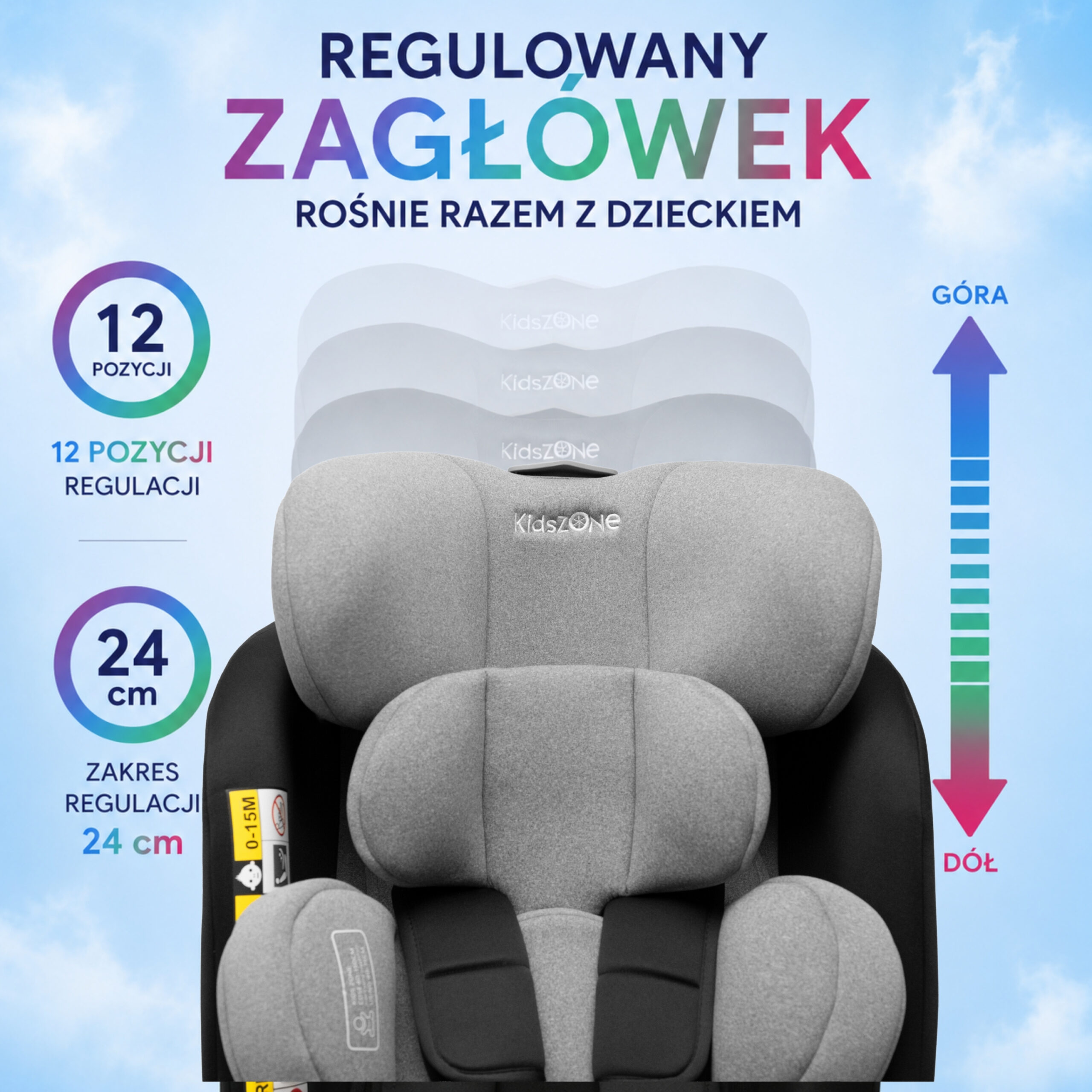 Fotelik samochodowy KidsZone Comfort Max Black-Gray - obrazek 4
