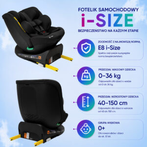 Fotelik samochodowy KidsZone Comfort Max Black - obrazek 12